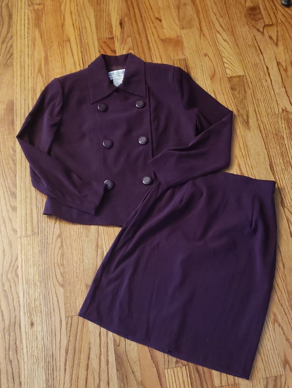 Vtg Jessica Howard Deep Purple 2-Pc Skirt Suit Set - Tailored Jacket & Pencil-6P